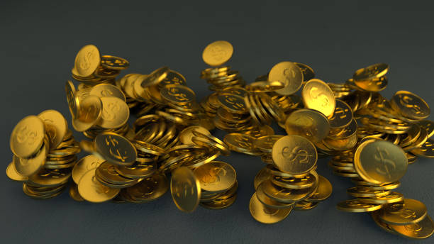 istock Bunch of golden coins 3D render illustration 1274384189