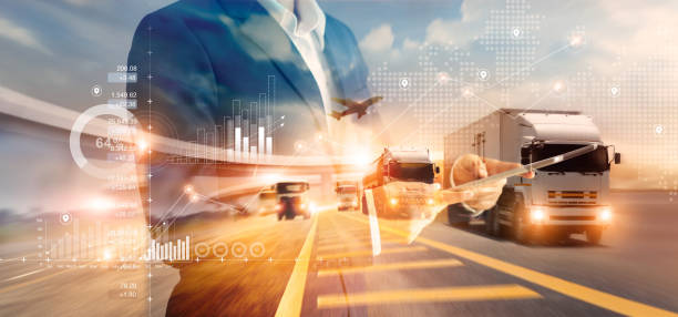 dvojitá expozice podnikatele a graf růst podnikání s mapou světa distribuce dopravní a logistické sítě a nákladních automobilů průmyslové nákladní nákladní dopravy pro přepravu. import-export. - thailand map - stock snímky, obrázky a fotky