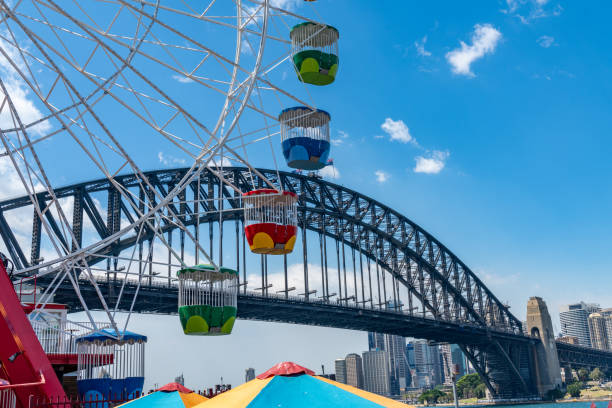 diabelski młyn na niebie, sydney, australia - ferris wheel luna park amusement park carnival zdjęcia i obrazy z banku zdjęć