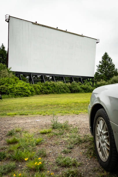 Drive-in movie screen stock photo