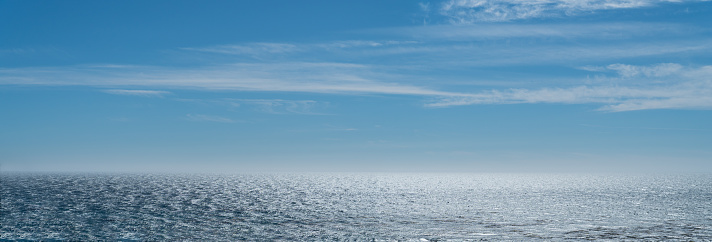 Sky and ocean with horizon  - clean air - clear sunny day in California