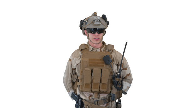 istock US Military Soldier in Uniform Reports on white background 1274591980