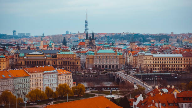 istock Panoramic view of Prague city 1274618195
