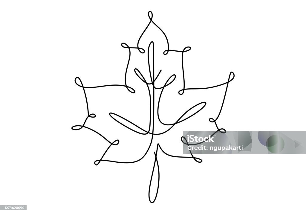 Leaf Spring Line Drawing Maple Leaf Line Art One Continuous Line Drawing Abstract Tropic Spring ...