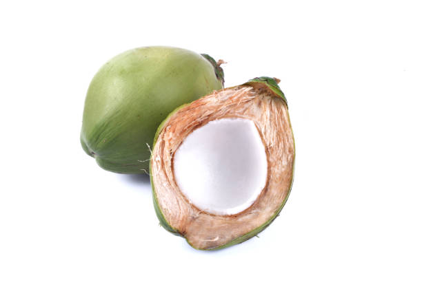 istock Green coconut isolated on white background 1274626765