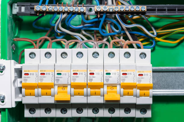 istock Automatic overload protection devices in the power supply network. Circuit breakers or fuses are an electrical safety device. 1274626994