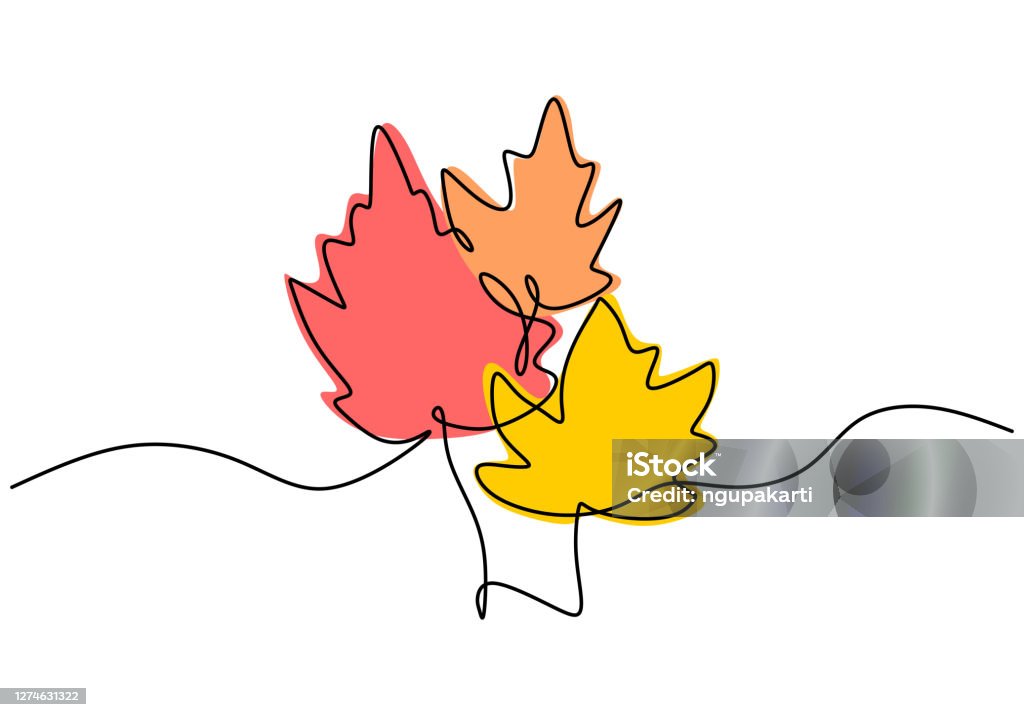Leaf Spring Line Drawing Maple Leaf Line Art One Continuous Line Drawing Abstract Tropic Spring ...