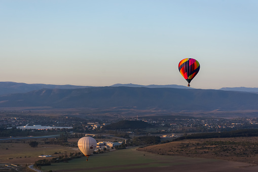 Hot Air Balloon floating over the Willamette Valley in Oregon