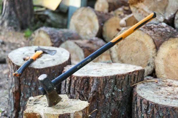istock old axe is on background of stump 1274667225