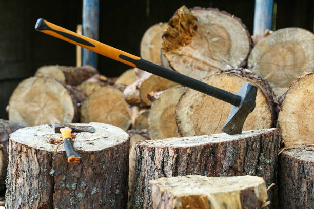 istock old axe is on background of stump 1274667294