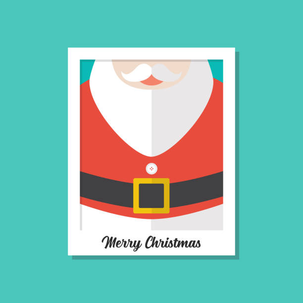 Santa sleigh flying over the moon image on polaroid photo frame Santa sleigh flying over the moon image on polaroid photo frame. Vector illustration buckle photos stock illustrations