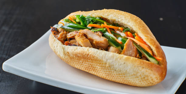 vietnamese bahn mi sandwich with pork belly