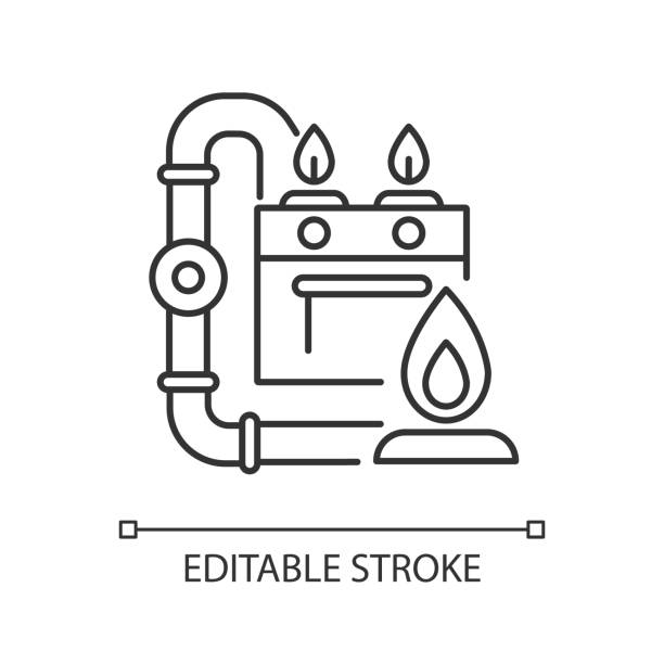 ilustrações de stock, clip art, desenhos animados e ícones de gas pipework linear icon - pipe range