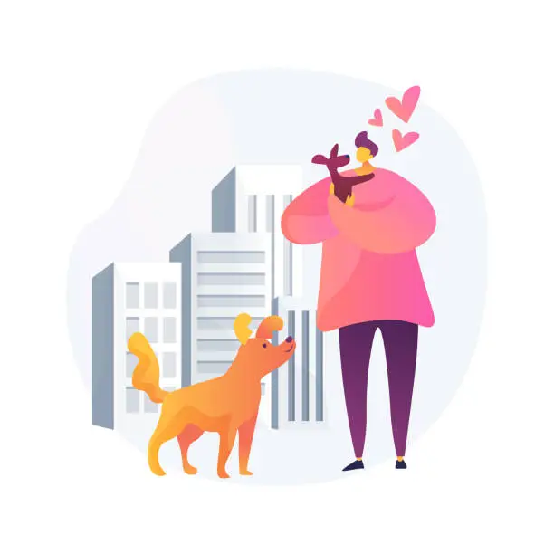 Vector illustration of Pet in the big city abstract concept vector illustration.