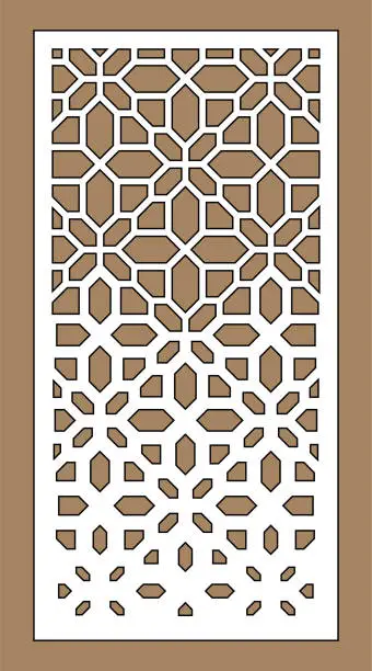 Vector illustration of Laser cutting vector template. Arabesque vector panel, screen, fence. Cnc sheet for interior partition in arabic style, laser cutting