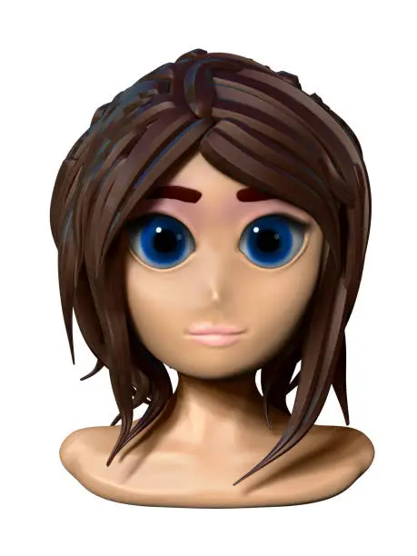 Photo of girl face anime brown hair