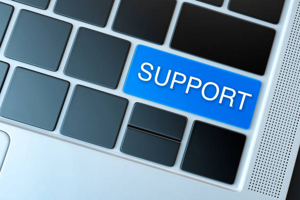 istock Support concept. Word imprinted on the keyboard key with blue color highlight. 1274732876
