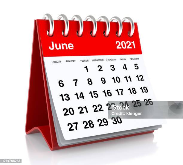 June 2021 Calendar Stock Photo - Download Image Now - Calendar, June, 2021