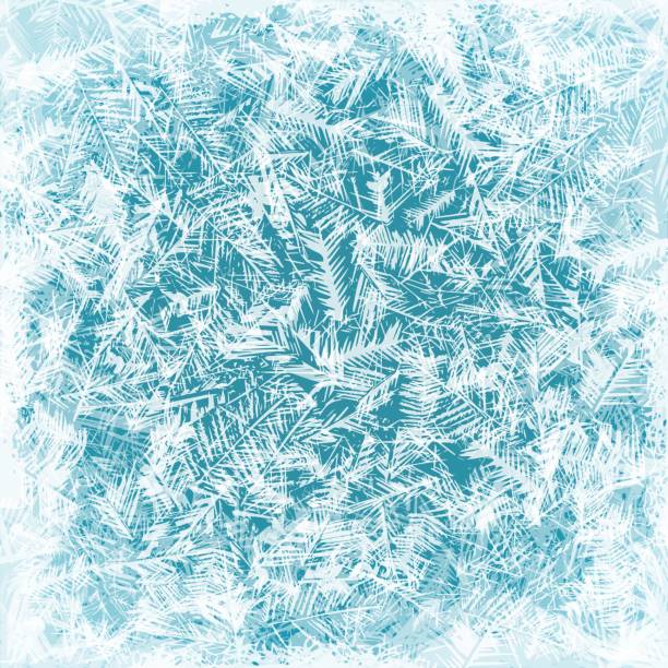 frost-textur. gefrorene glasoberflächen blaue eisplatte mit weißen markierungen, frostige kristall wintermuster, transparente wasserkristalle ornament eisige weihnachtsdekoration vektor hintergrund - crystals of frost stock-grafiken, -clipart, -cartoons und -symbole