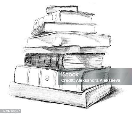 80+ Stack Of Old Books Drawing Stock Illustrations, Royalty-Free
