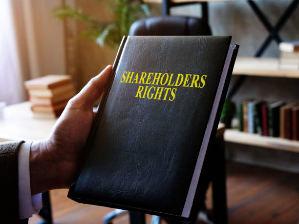 o conselheiro demonstra o livro de direitos dos acionistas. - shareholder - fotografias e filmes do acervo