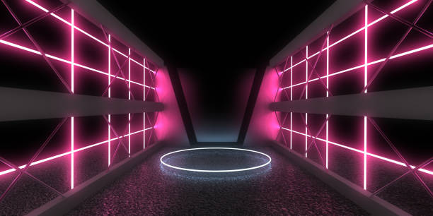 istock 3D abstract background with neon lights. neon tunnel .space construction . 3d illustration 1274816290