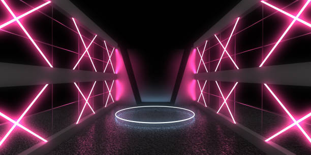 istock 3D abstract background with neon lights. neon tunnel .space construction . 3d illustration 1274817327