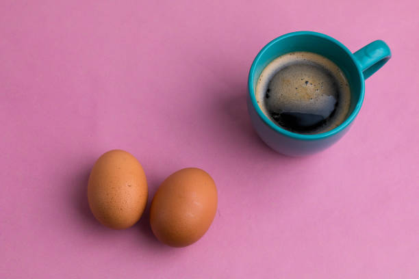 Fresh brown eggs and italian coffee