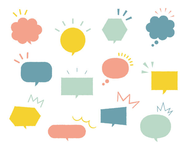 ilustrações de stock, clip art, desenhos animados e ícones de set of simple and flat speech bubbles - balão de fala ilustrações