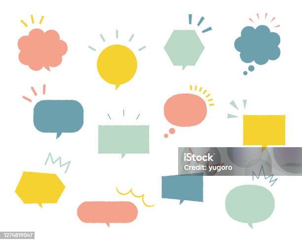 Set Of Simple And Flat Speech Bubbles Stock Illustration - Download Image Now - Speech Bubble, Thought Bubble, Bubble
