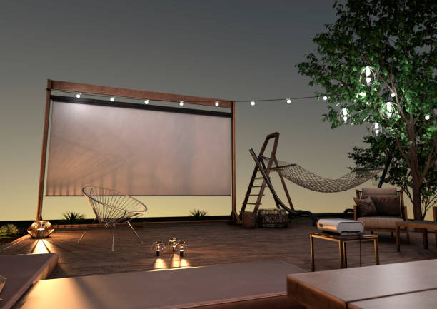 3D illustration home theater outside