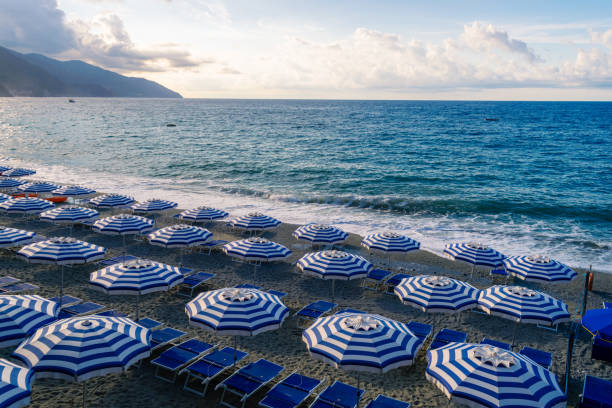 istock Italian riviera beach with umbrellas 1274822463