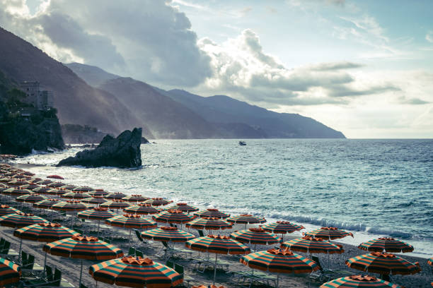 istock Italian riviera beach with umbrellas 1274822508