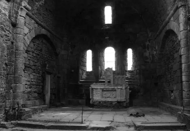 altar of the church of Oradour sur Glane which was burnt by the Nazis who committed a real massacre