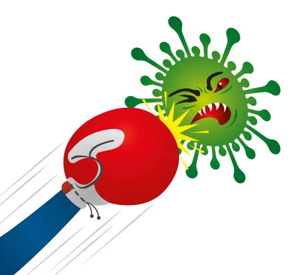 Vector illustration of Boxing Glove VS Coronavirus