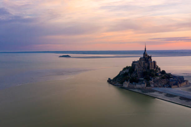 Mont Saint Michel at sunset Normandy France