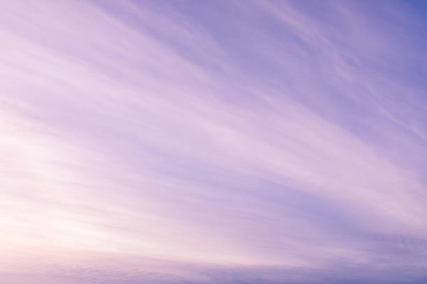 Foggy purple clouds details in the sky at winter morning