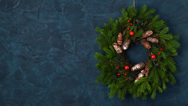 istock Background with Christmas wreath 1274938759