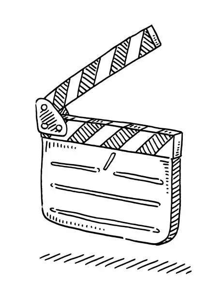 Vector illustration of Clapper Board Cinema Symbol Drawing