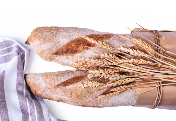 istock Baguette isolated on white background, top view. 1275029382
