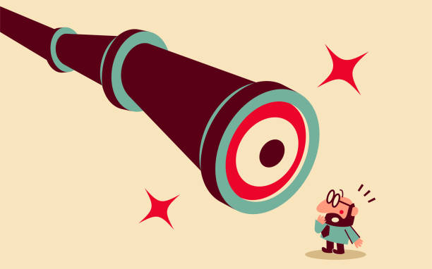 Mid adult businessman is being watched by a big hand-held telescope with eyes Businessman characters vector art illustration.
Mid adult businessman is being watched by a big hand-held telescope with eyes. target market illustrations stock illustrations