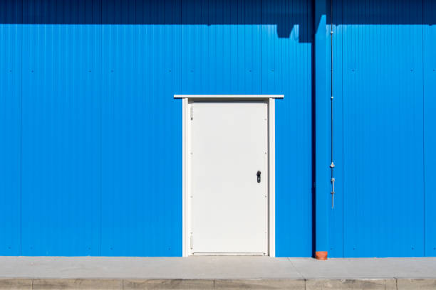 istock Closed Blue Door Of Building 1275071092