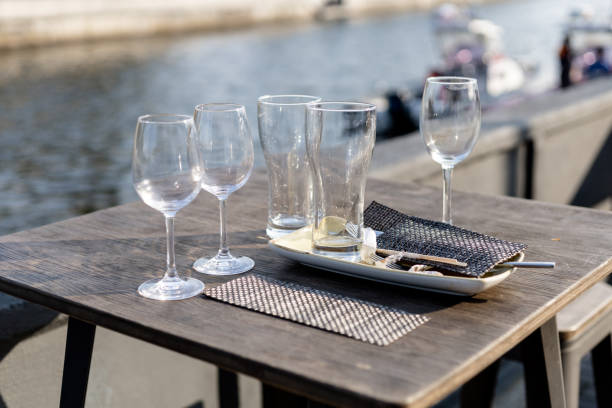 istock empty glasses on a table in a street restaurant 1275071370