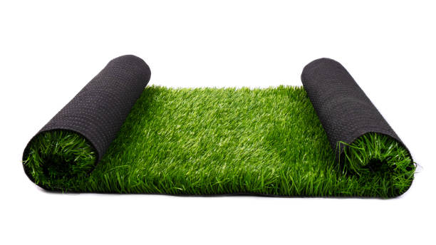 인공 잔디 롤, 잔디, 코팅, 흰색 배경에 고립 된 녹색 인공 잔디 - tennis artificial turf playing field sports venue 뉴스 사진 이미지