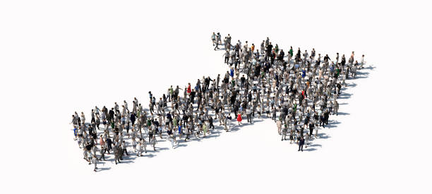 istock Large group of people making a rising arrow shape. 1275104306