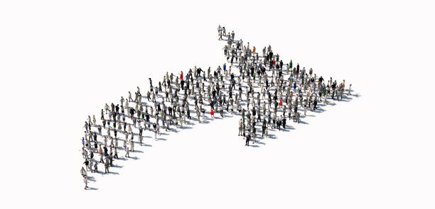 istock Large group of people making a rising arrow shape. 1275104359