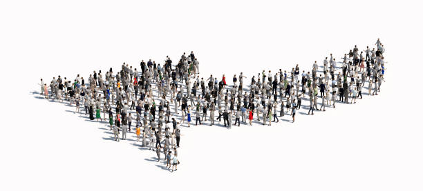 istock Large group of people making an arrow shape. 1275104683