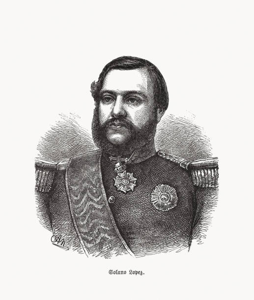 Francisco Solano López (1827-1870), President of Paraguay, woodcut, published 1893 Francisco Solano López Carrillo (1827 - 1870) - President of Paraguay from 1862 until his death in 1870. Wood engraving, published in 1893. сколько платят за второго ребенка 2021 украина stock illustrations