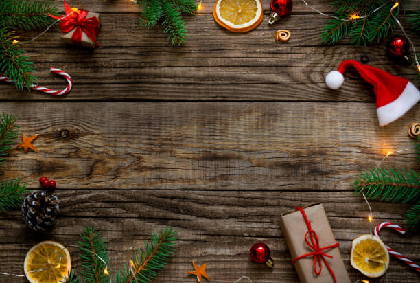 istock New Year background 2021. Christmas composition on a wooden background. 1275137945