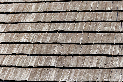 Background of the old wooden shingles roof